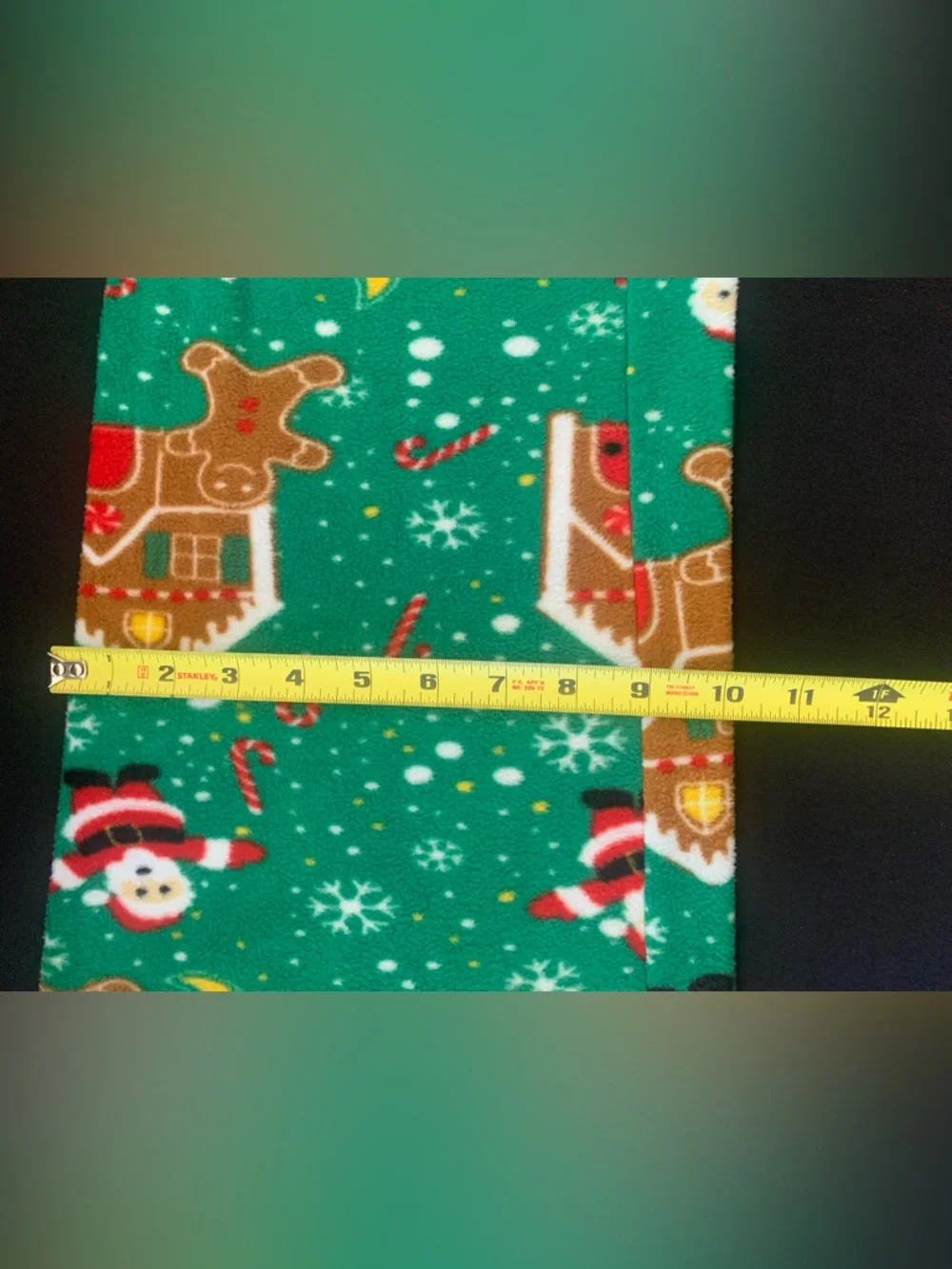 Green Holiday Pajama. 2 Pants with Santa & Gingerbread Print NWOT  1 Lg / 1 Med.